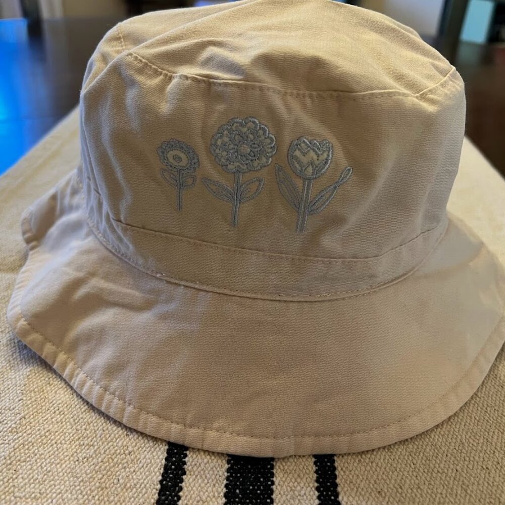 Gap 4-5 Toddler Floral Khaki Bucket Sun Hat Vintage